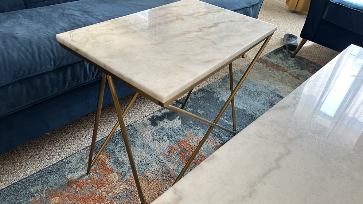 Structube Marble Brass Coffee Table Set - photo 4