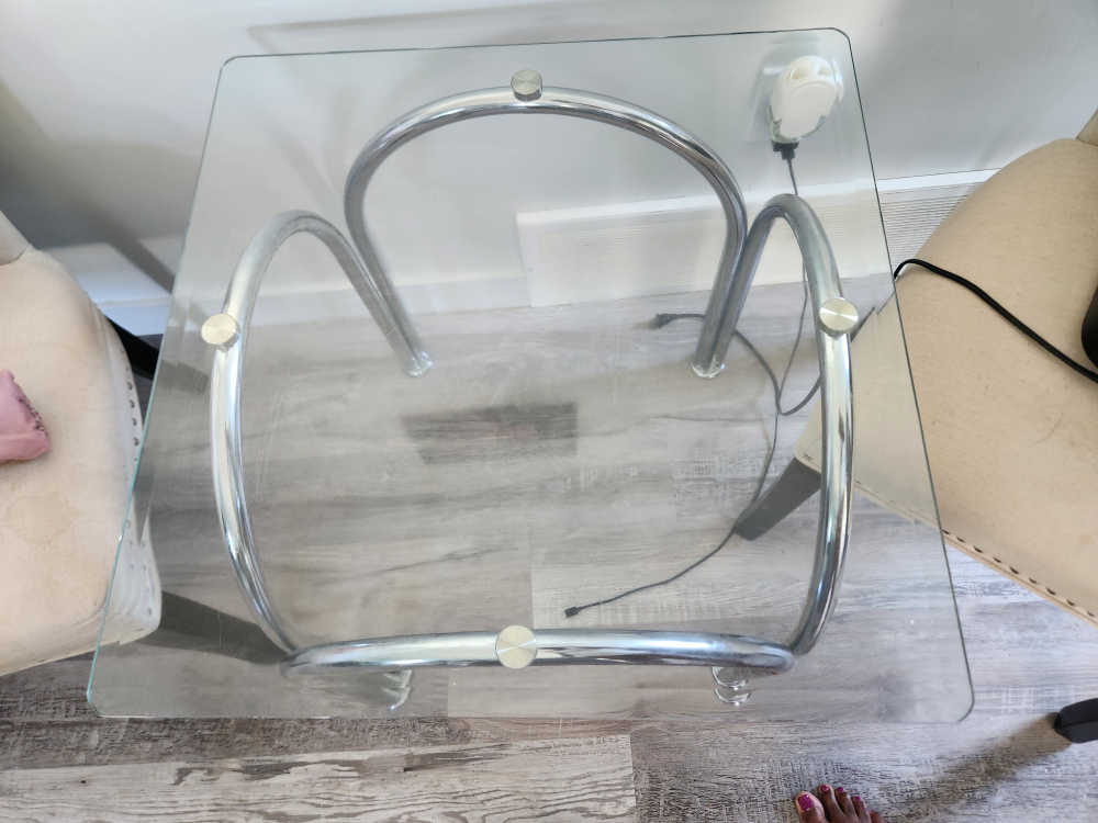 Glass and Chrome End Table - photo 2