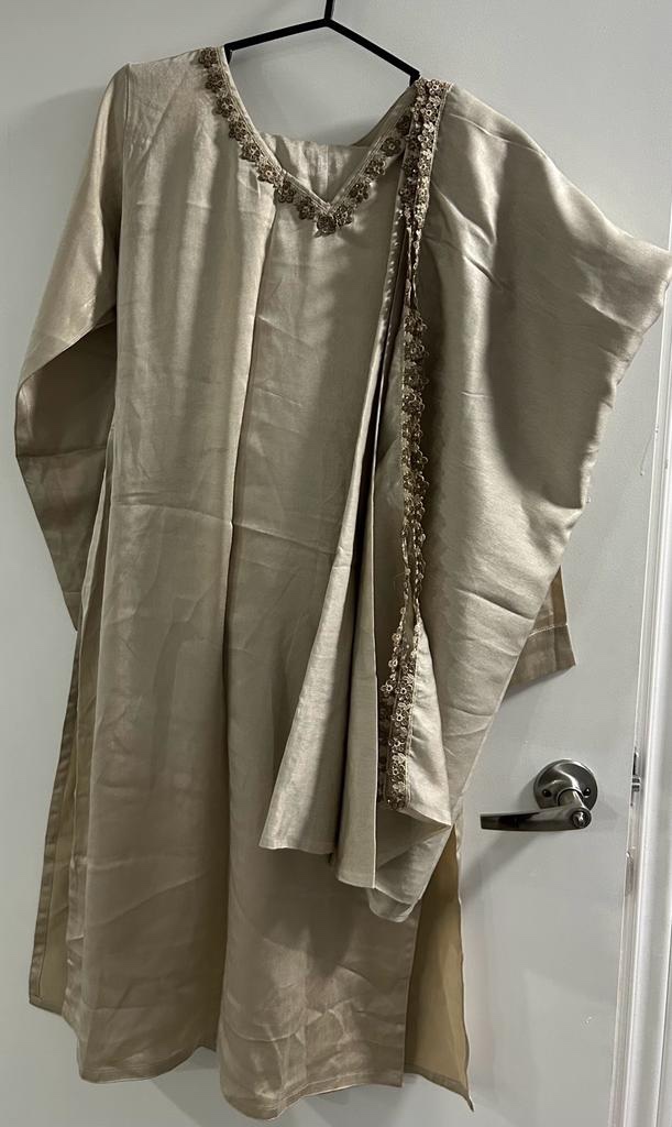 Beige Silk Suit 3 Piece