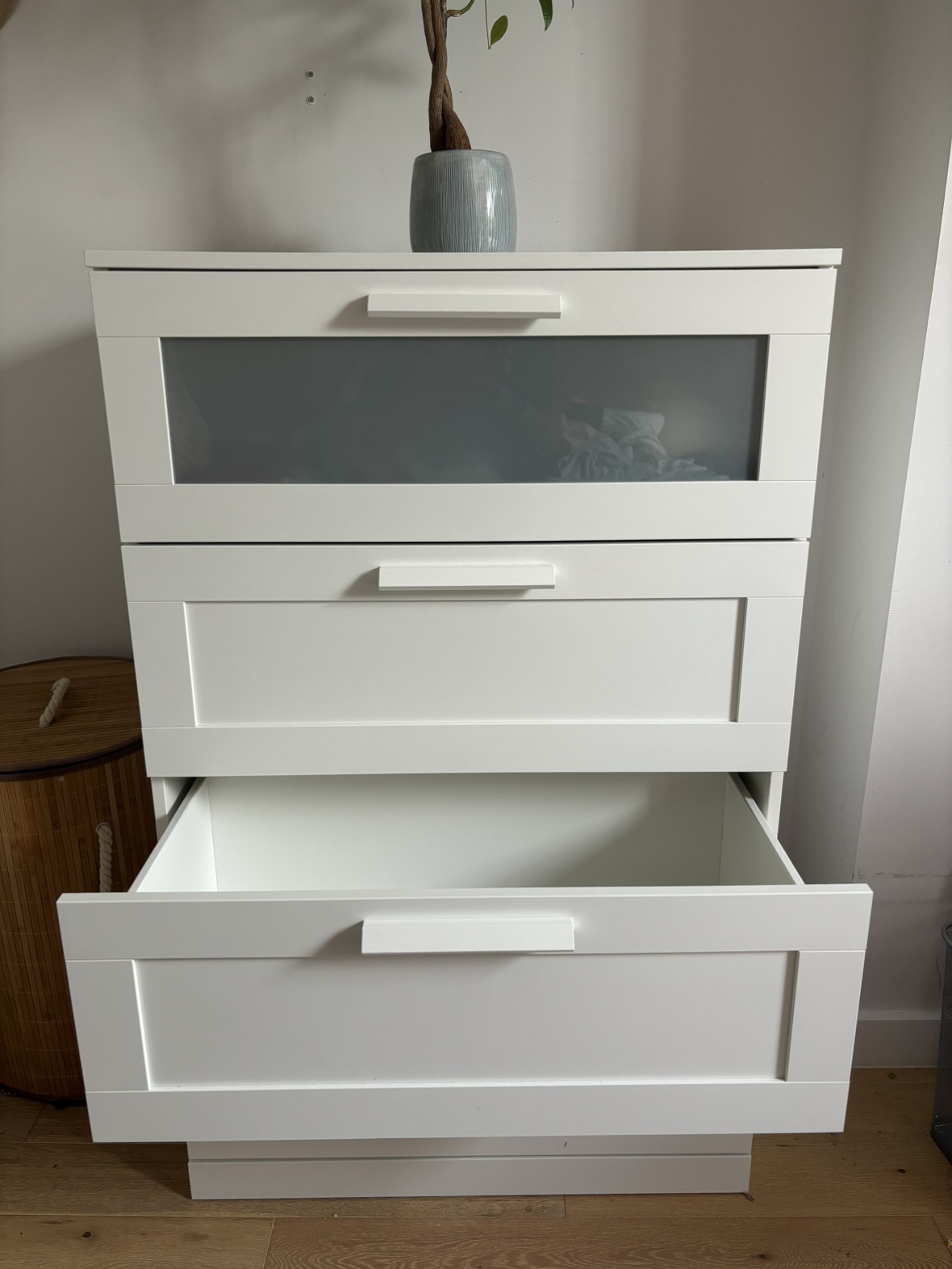 White Dresser with Glass Top Drawer - photo 3