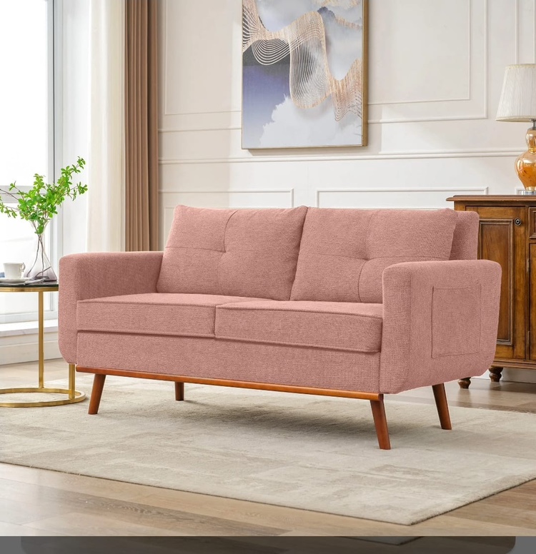 New Pink Couch with Wooden Legs - photo 4