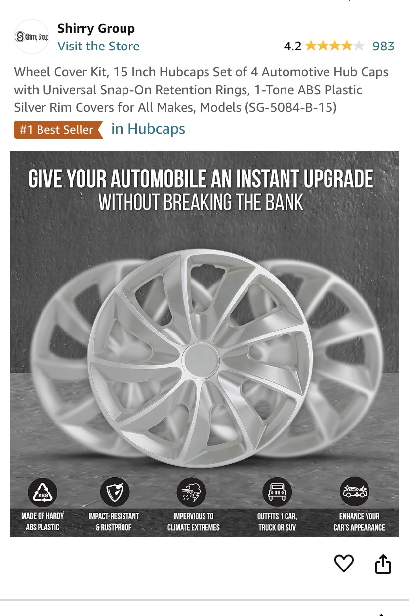 NEW 15 Inch Wheel Hubcaps Universale - photo 2