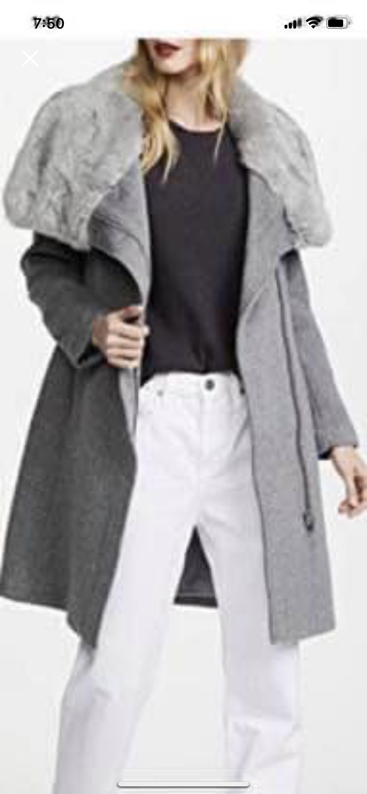 Club Monaco Grey Faux Fur Collar Coat image indicator(2)