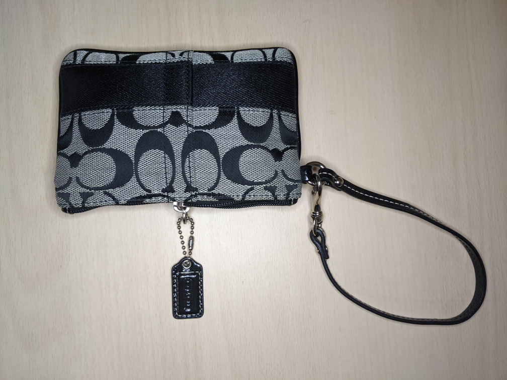 Coach Classic Signature Monogram Wristlet Black Coin Purse image indicator(9)