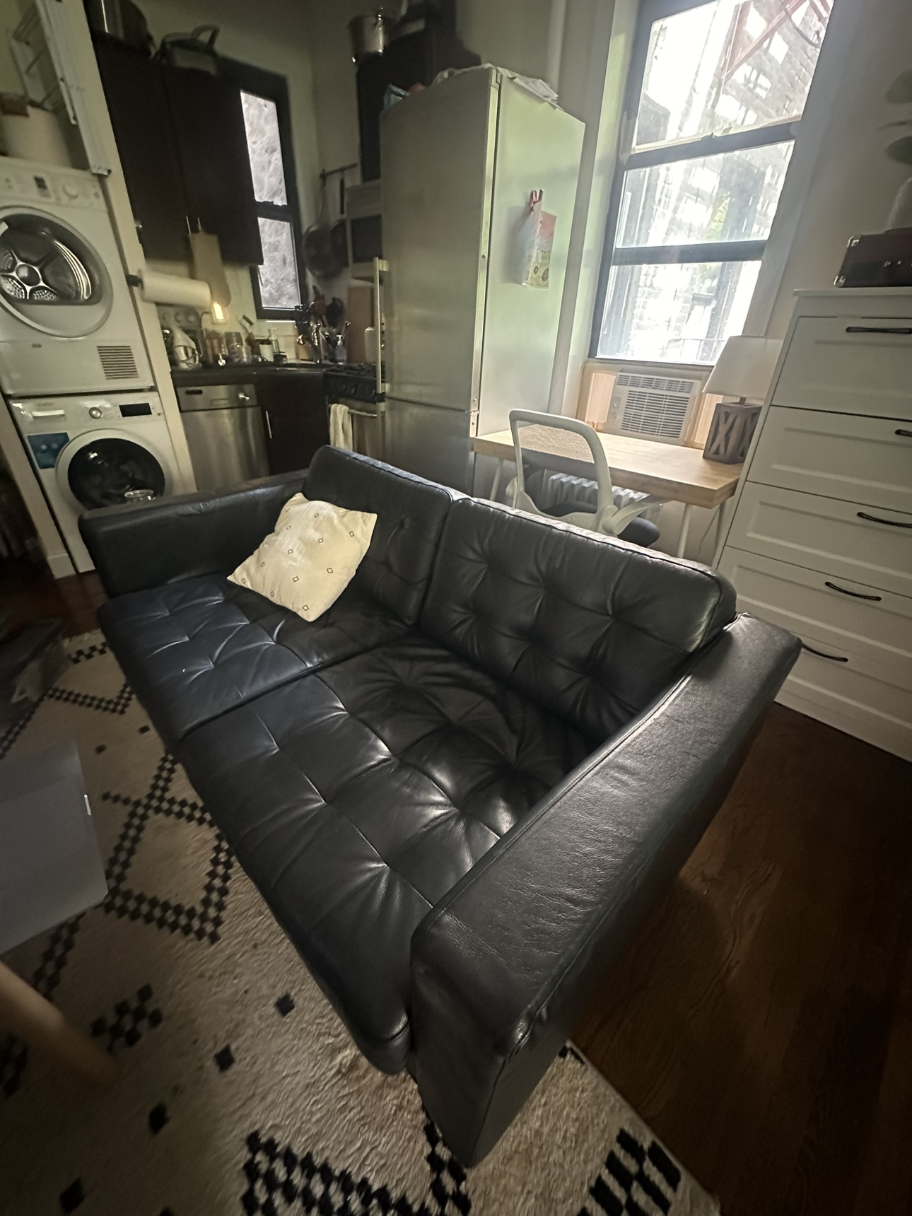 Black faux leather couch (loveseat)