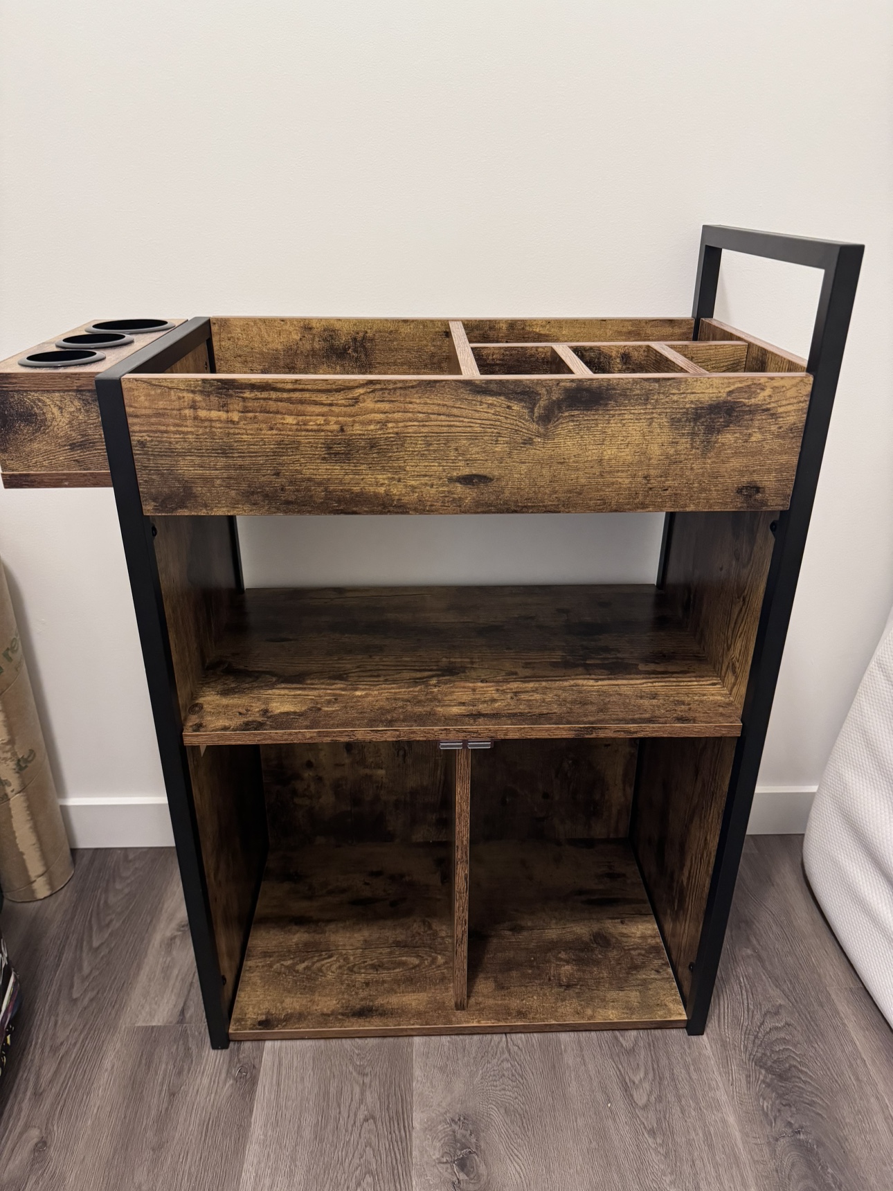 Wood Salon Trolley Cart with Storage Hair Dryer Holders