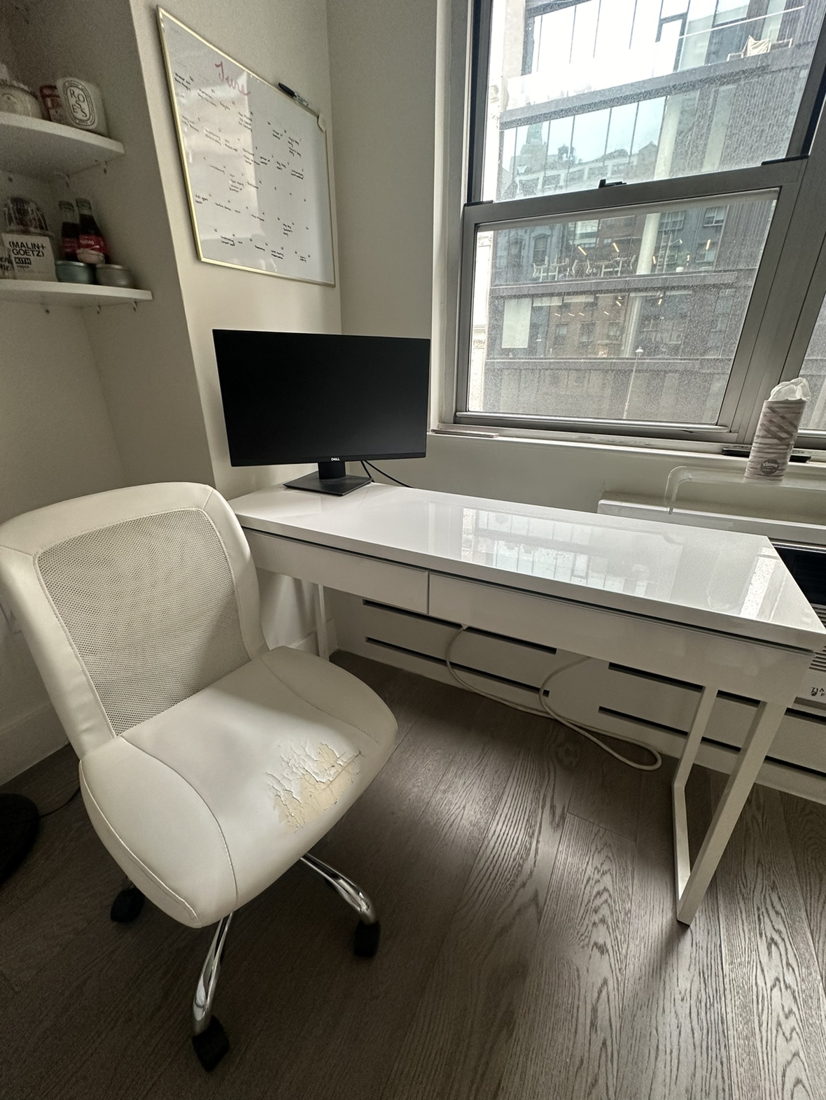 High Gloss 2 Drawer White Desk - photo 4