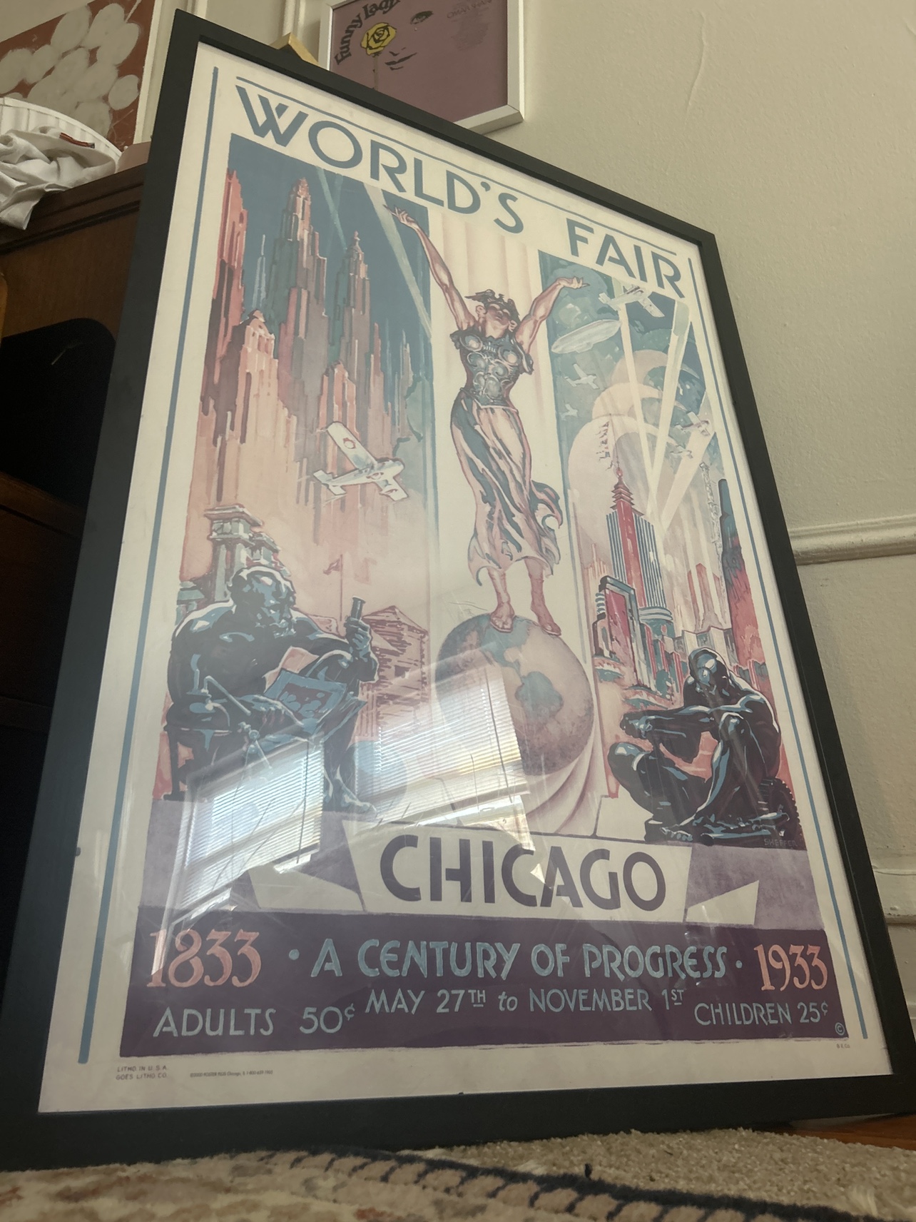 Chicago Worlds Fair Large Poster Art Framed