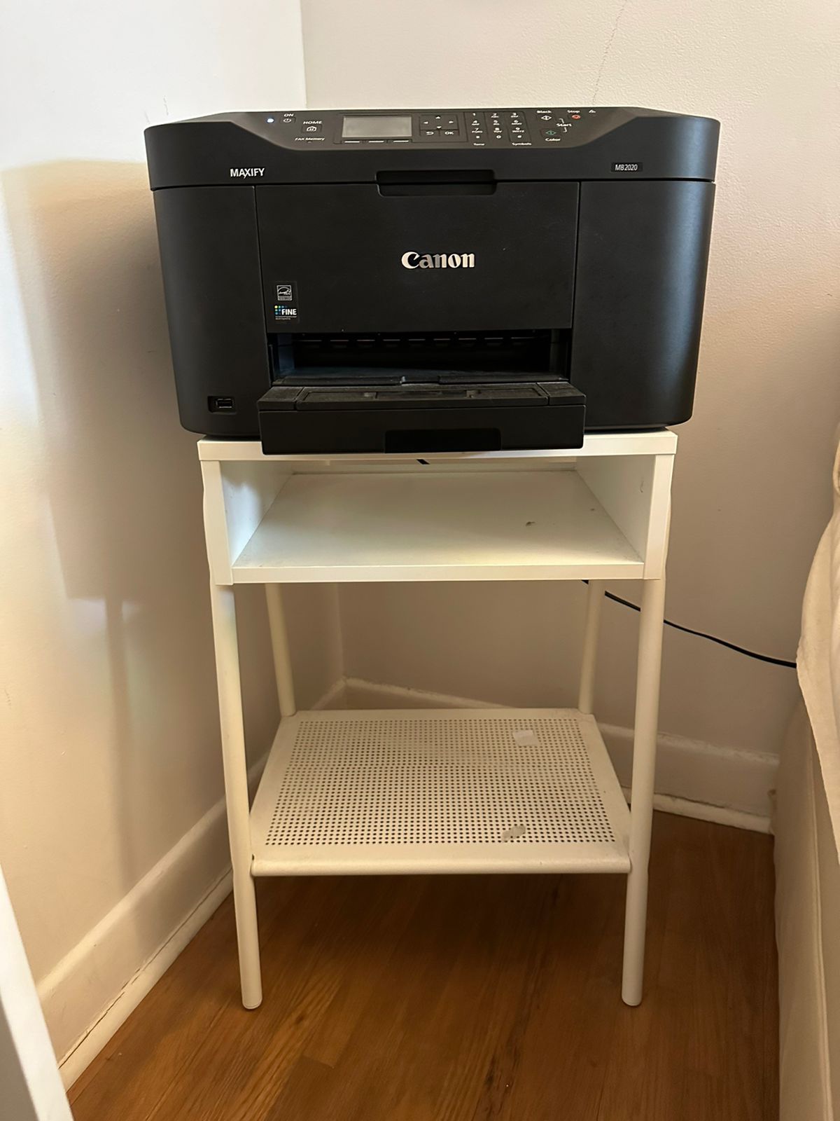 Cannon MB2020 wireless printer with table and paper storage