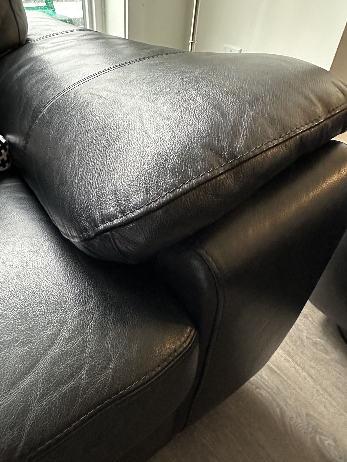 Black Genuine Leather Sofa - photo 3