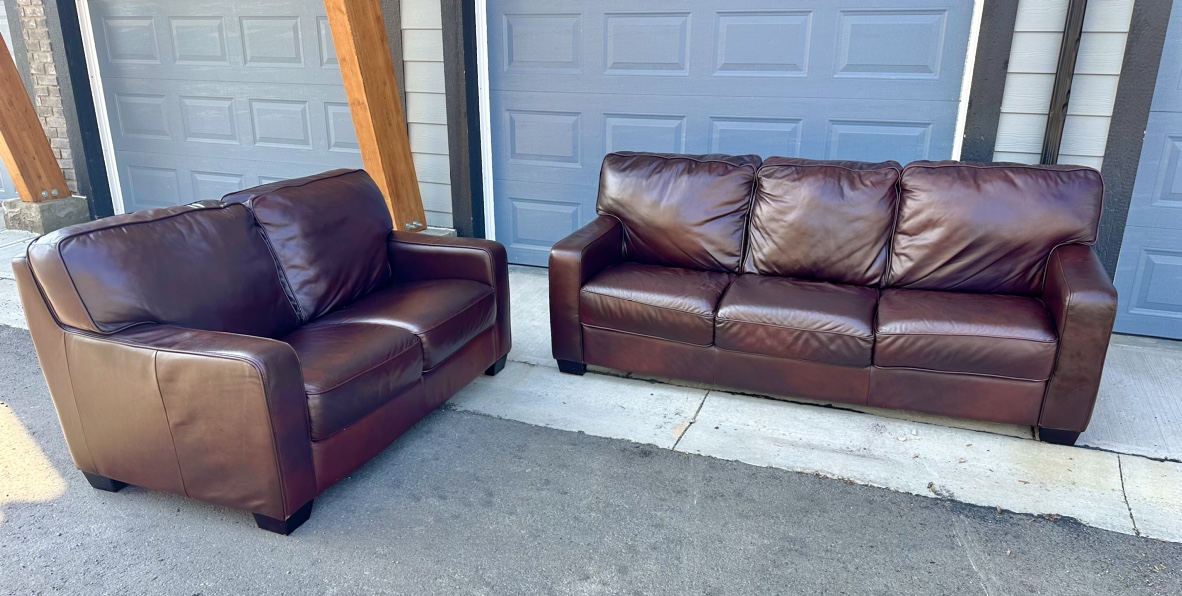Genuine leather sofa and loveseat set for sale ,Free delivery