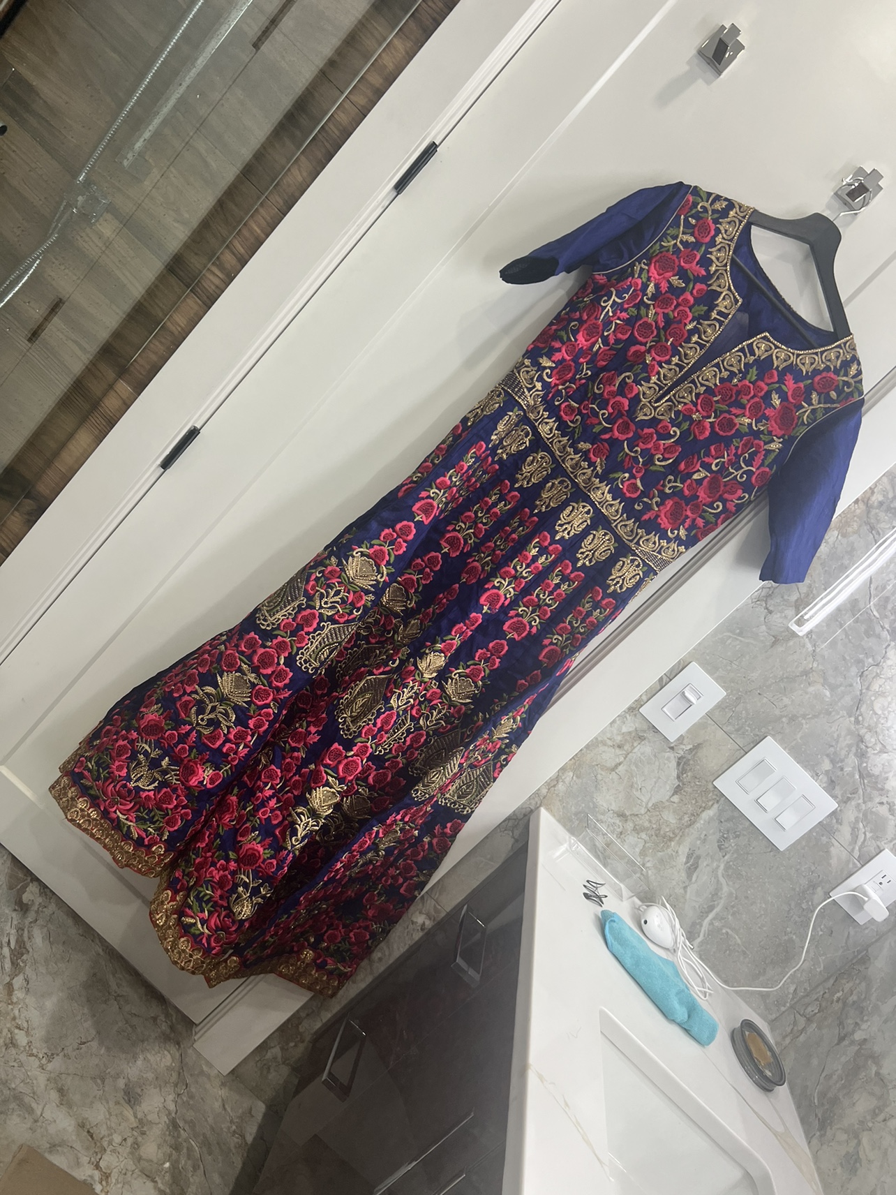 Blue and pink Embroidered gown - photo 3