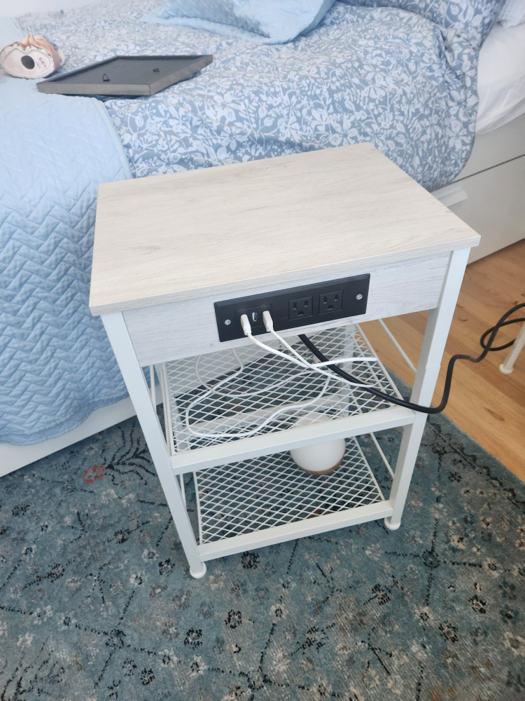 White End Table with Outlets