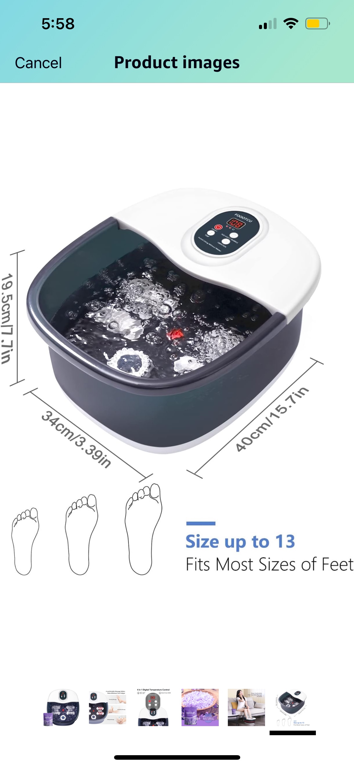 Foot Spa Bath Massager with Heat Bubbles and Vibration Massage image indicator(3)