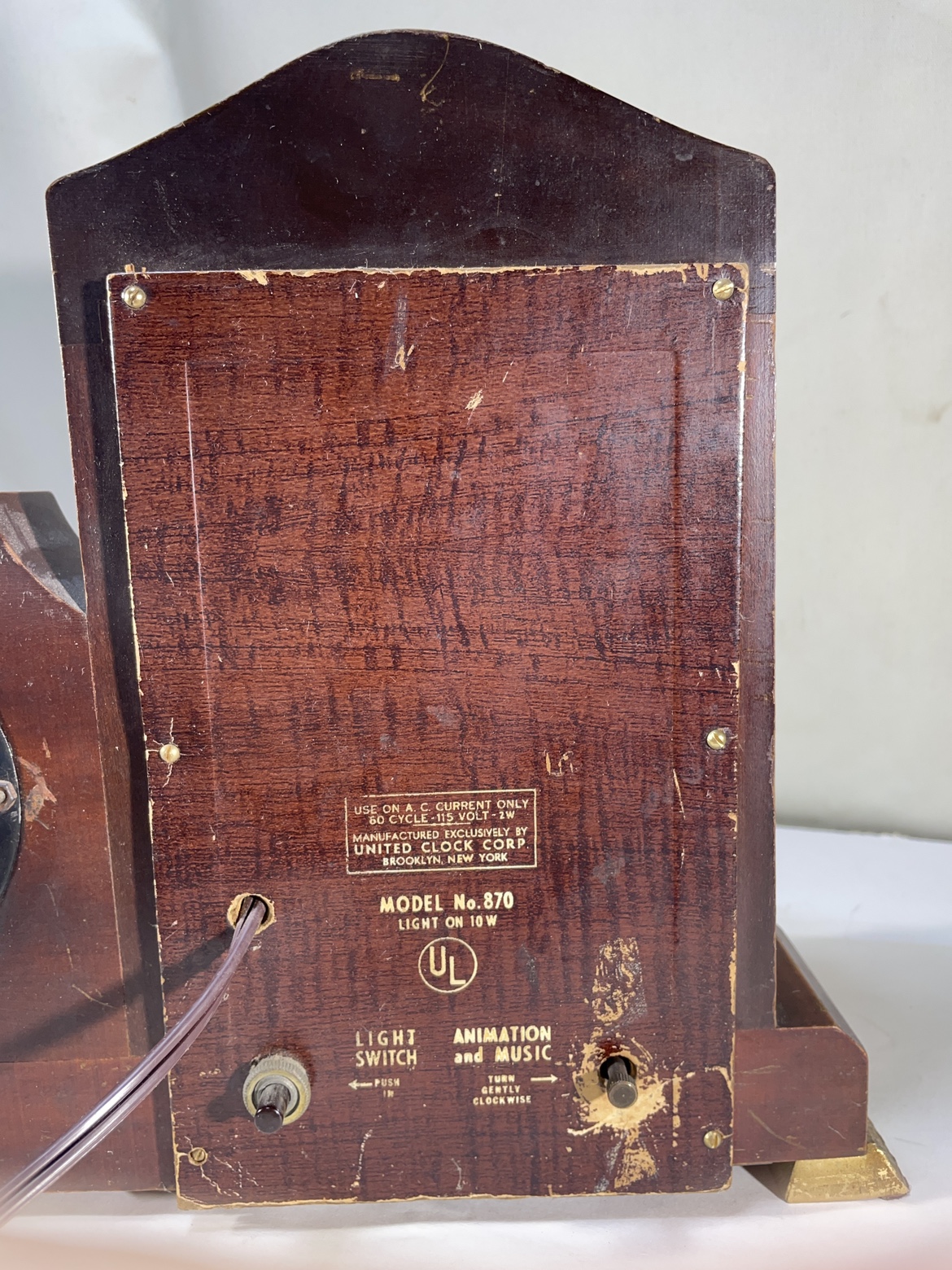 Vintage United musical, dancing figure clock - photo 5