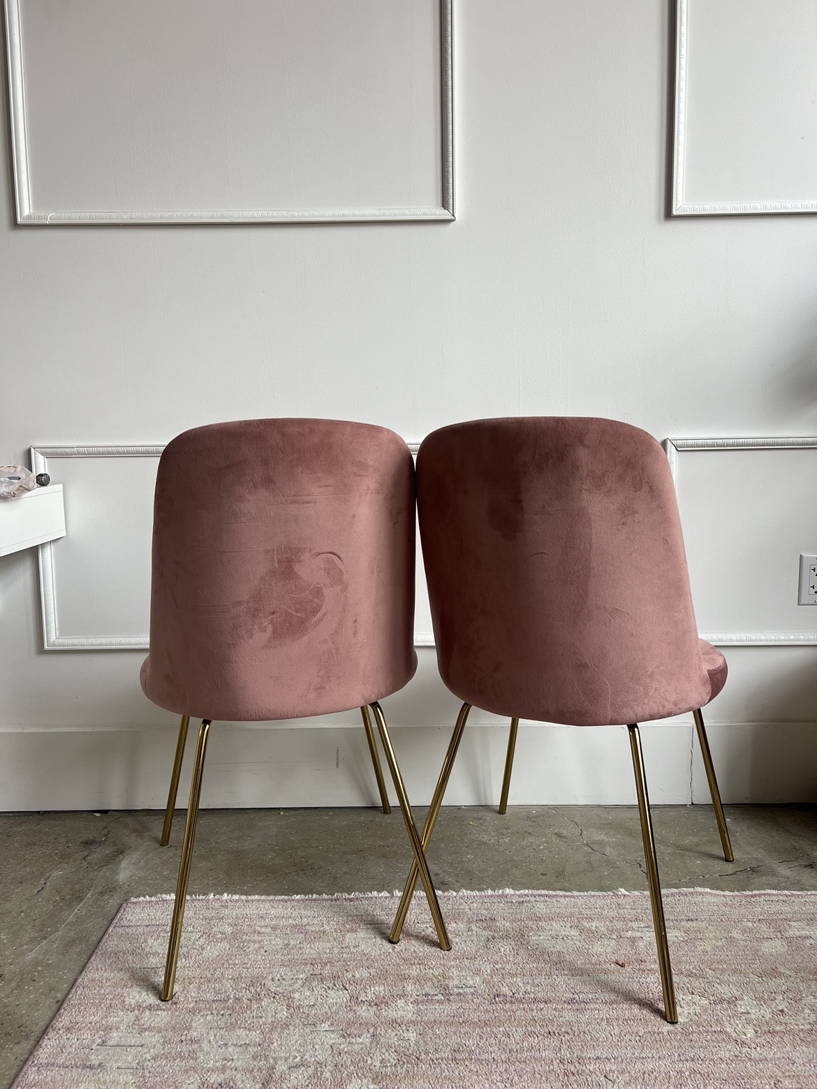 Blush Pink Velvet Upholstered Side Chairs - photo 2