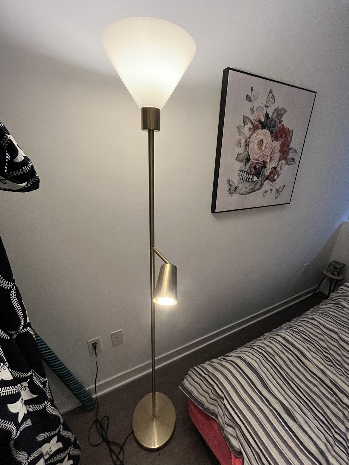 Gold Floor Lamp with Two Lights