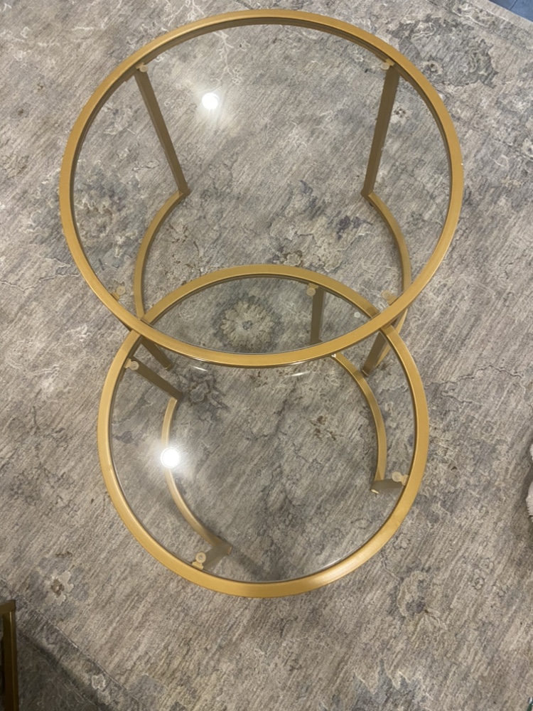 Gold Round Coffee Table Set of 2 - photo 2