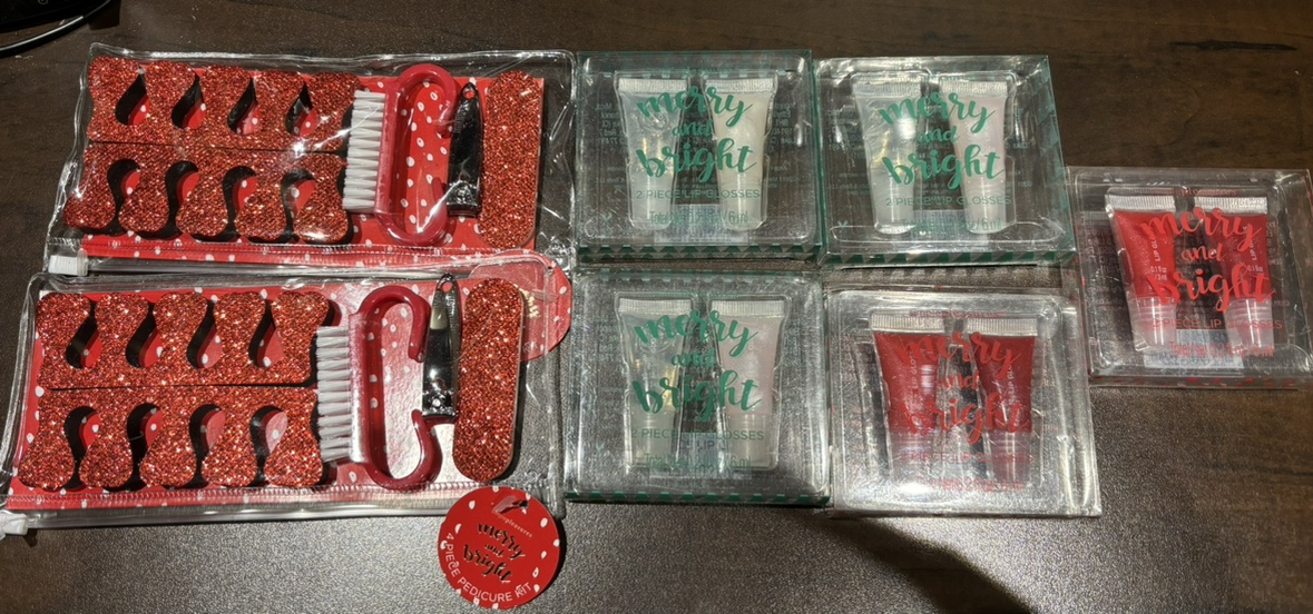Pedicure and lip gloss