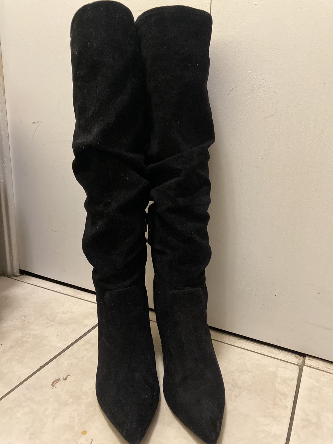 Black Suede Knee-High Boots - photo 4