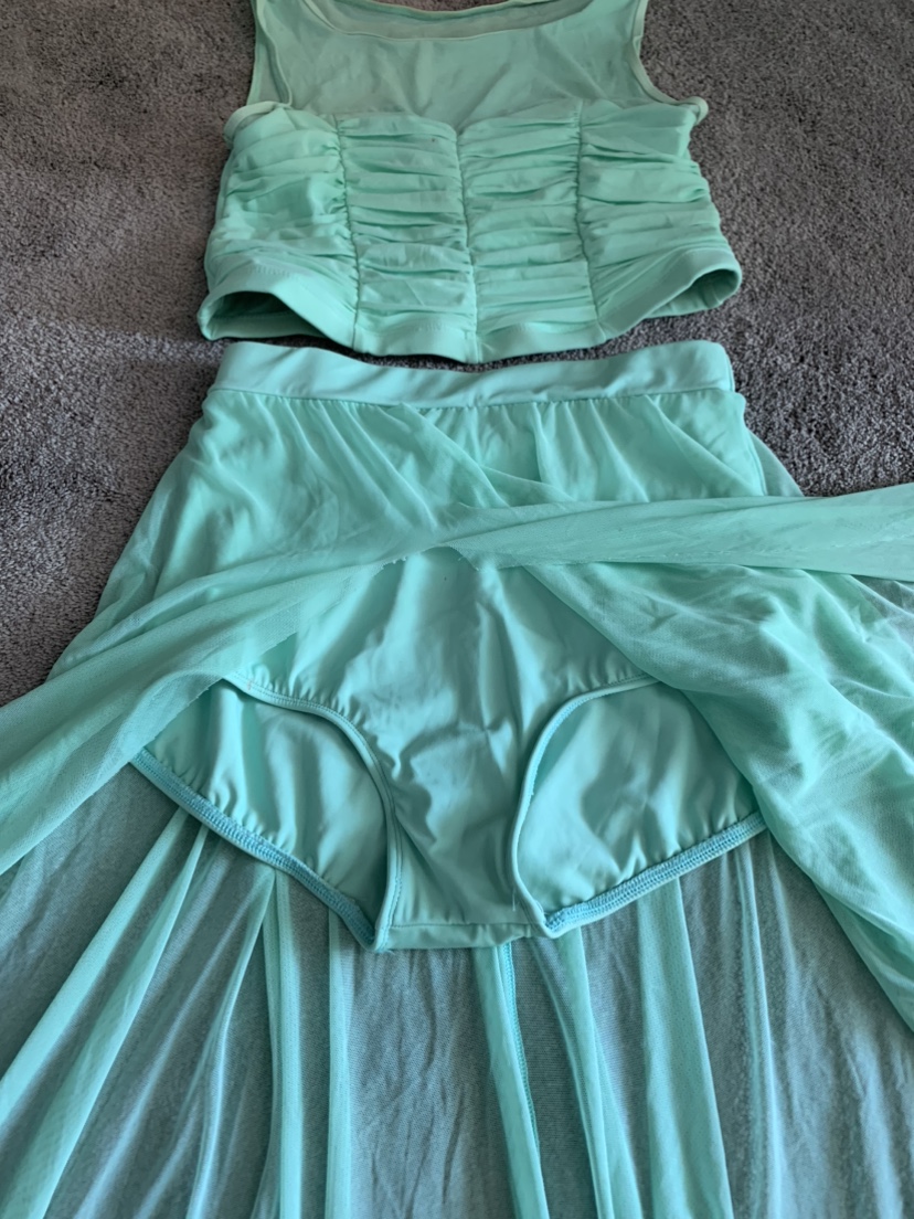 Mint Green Two Piece Dance Dress Halloween Costume - photo 2