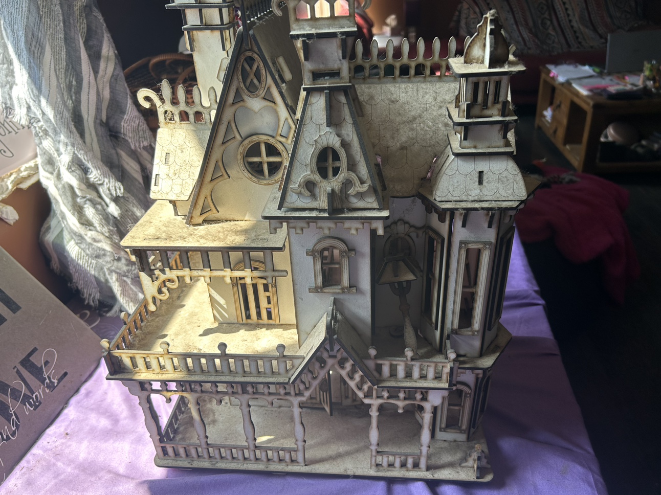Unique handcrafted wood dollhouse with furniture - photo 3