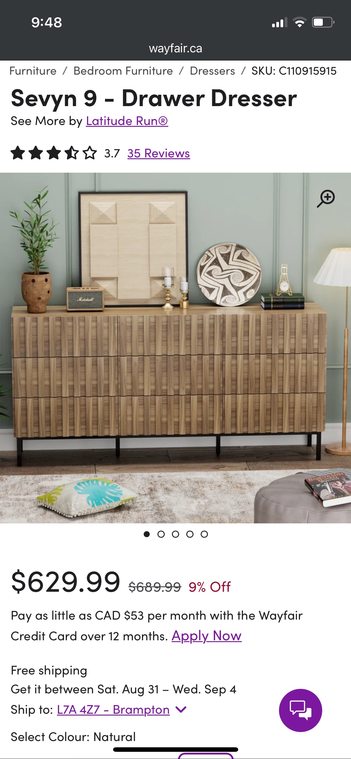 Wayfair Dresser - 9 Drawers