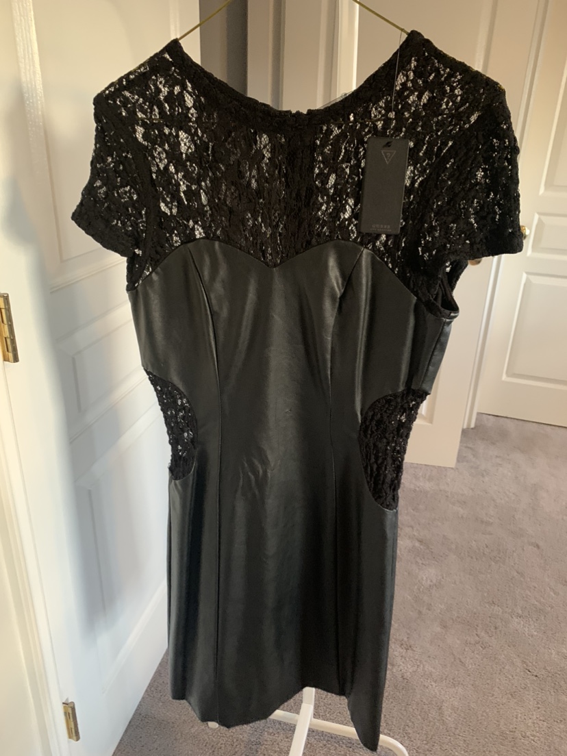 Guess Black Leather Dress with Lace - photo 3