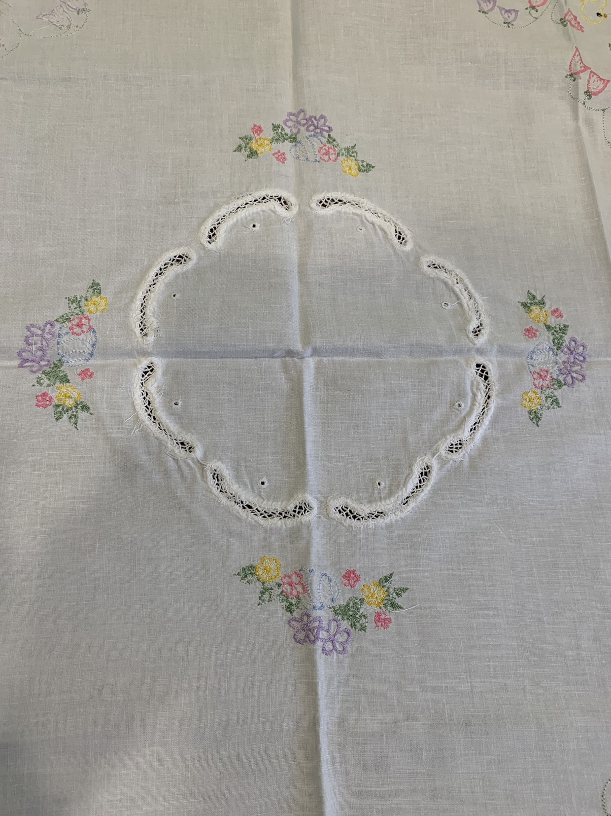 Embroidered Lace and Cotton Easter Themed Tablecloth image indicator(9)