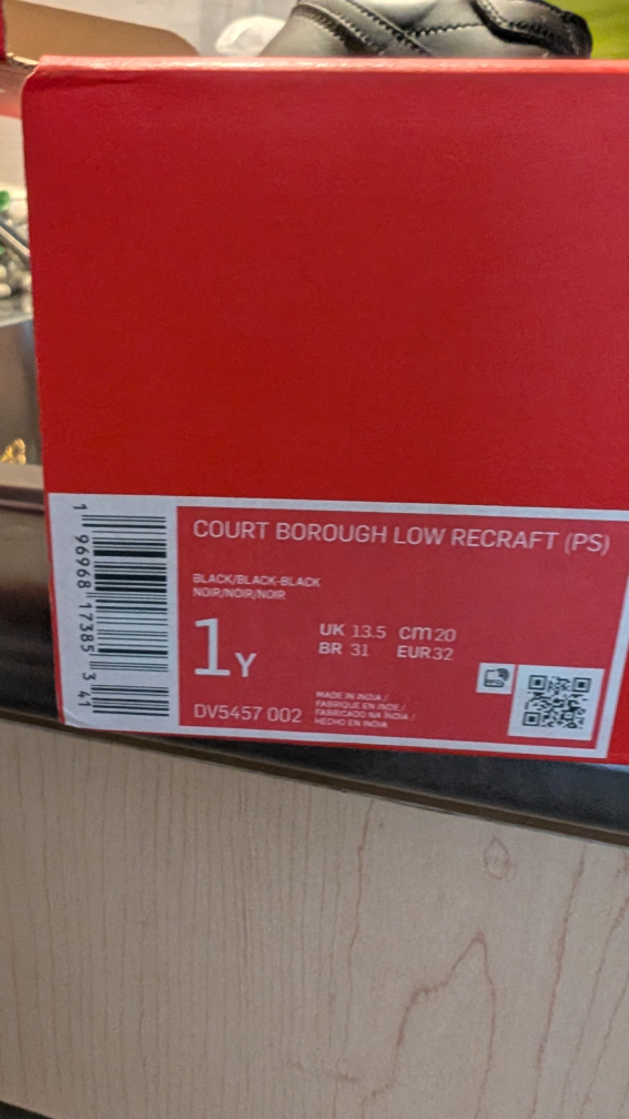 Nike Court Borough Low Recraft (PS) Black Size 1Y image indicator(2)