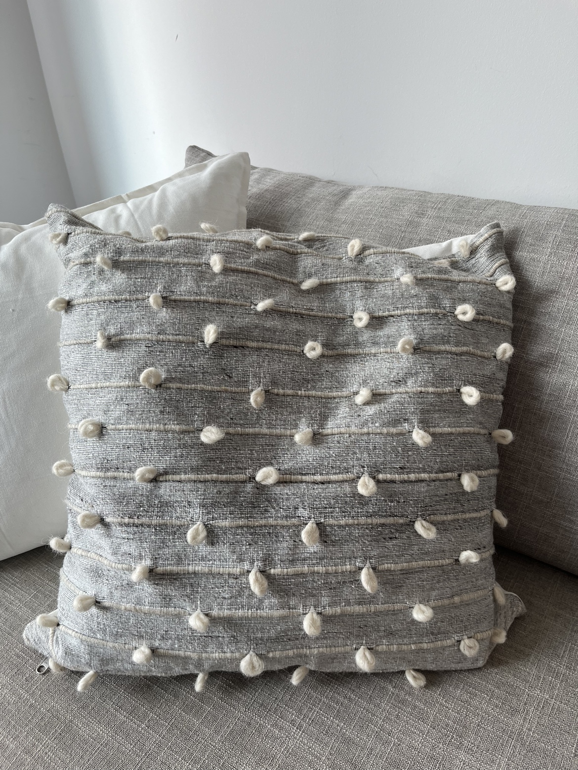 CB2 20” Margaux Light Grey French Knot Pillow Case image indicator(2)