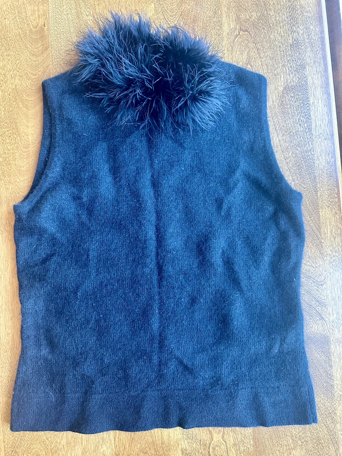 Jacob Black Sleeveless Fur Trimmed Sweater image indicator(2)