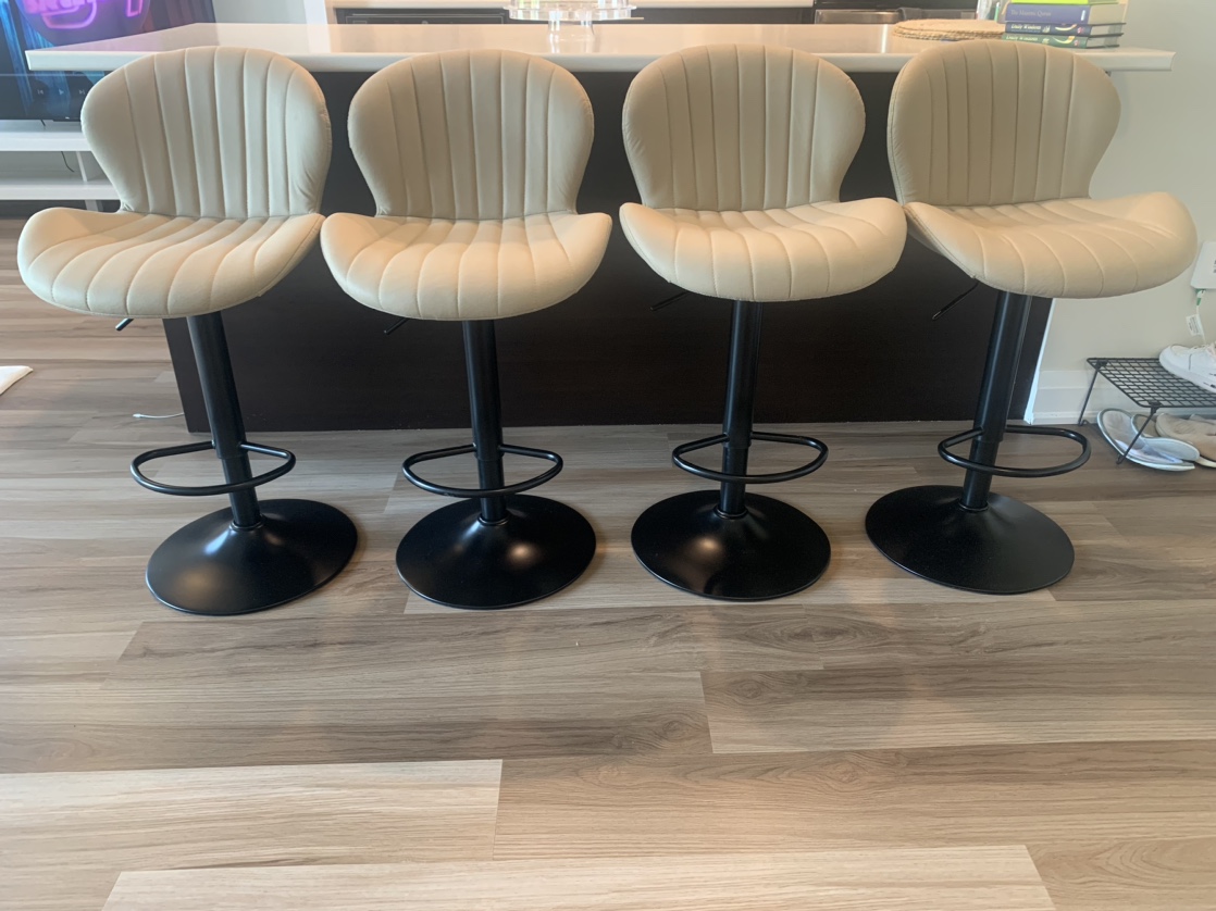 Set of 4 Bar Stools Beige Colour