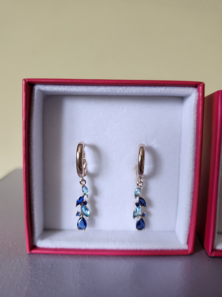 14K Blue 585RG Gold Earrings & Ring(8) Set - photo 3