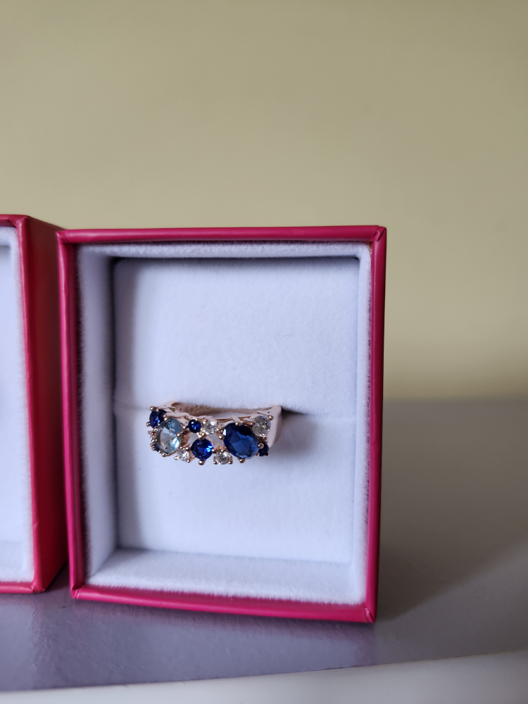 14K Blue 585RG Gold Earrings & Ring(8) Set - photo 4