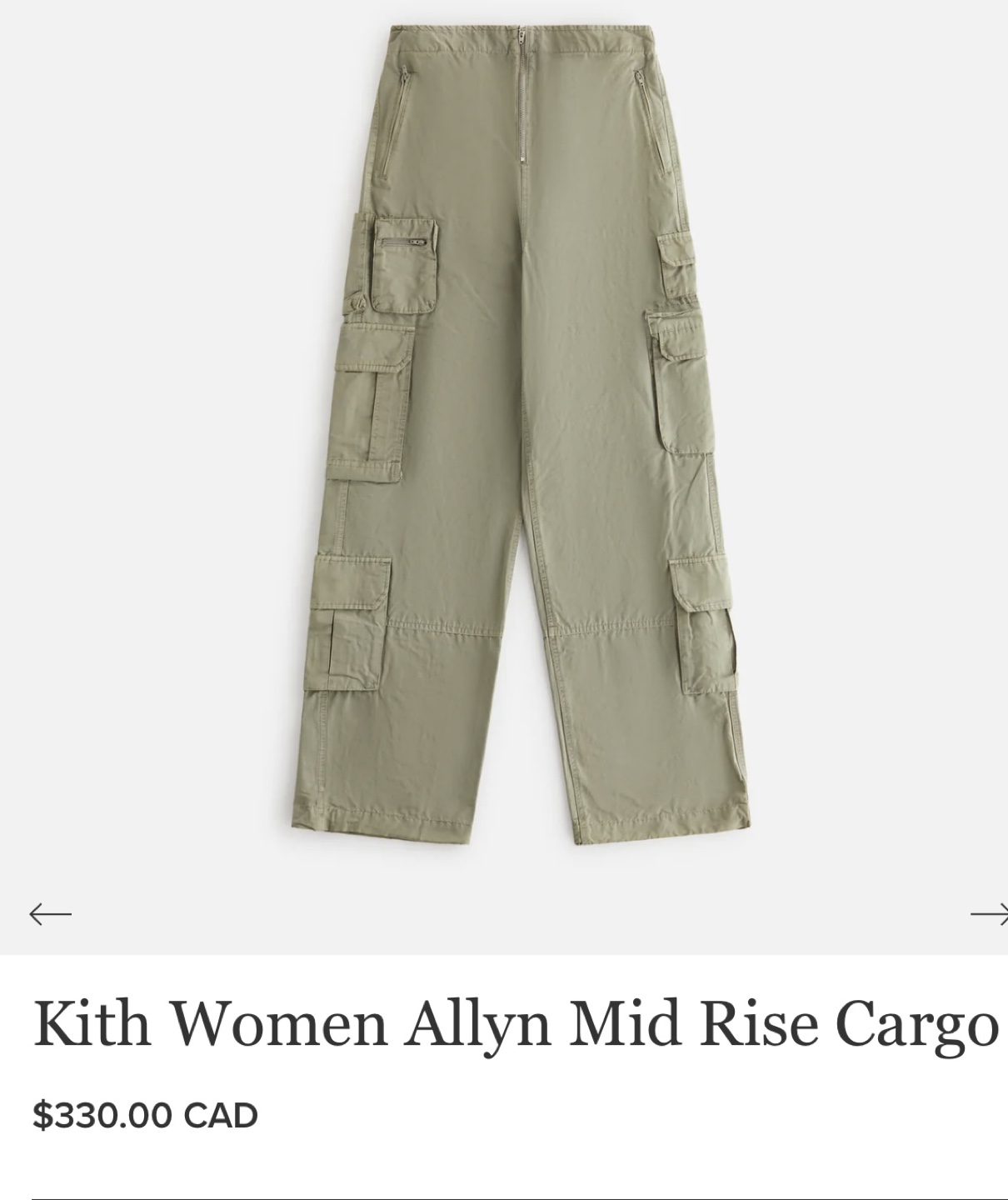 Kith Women's Allyn Mid Rise Cargo Pants - Green - photo 2