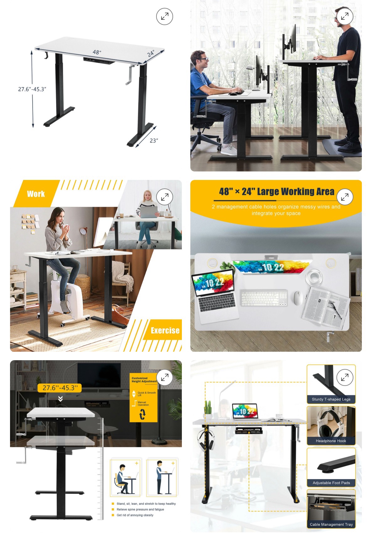 Stand / Sit standing desk white and black - photo 2