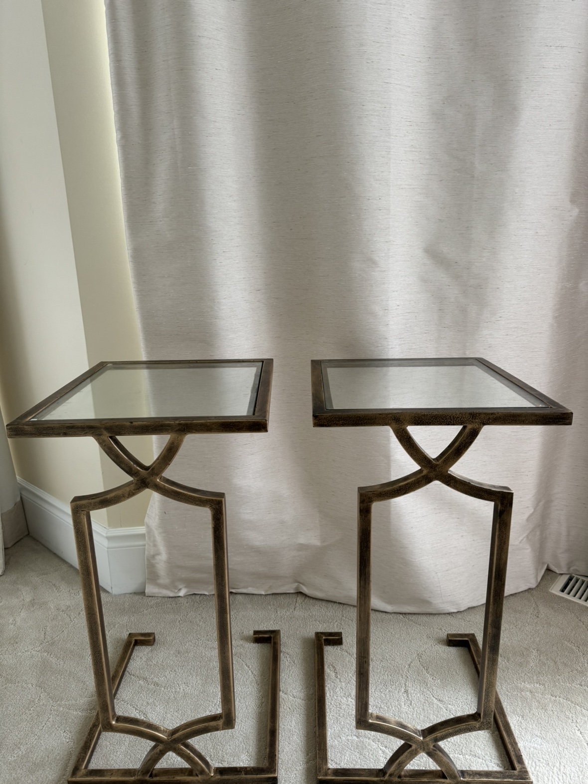 Set of 2 Gold Accent Tables