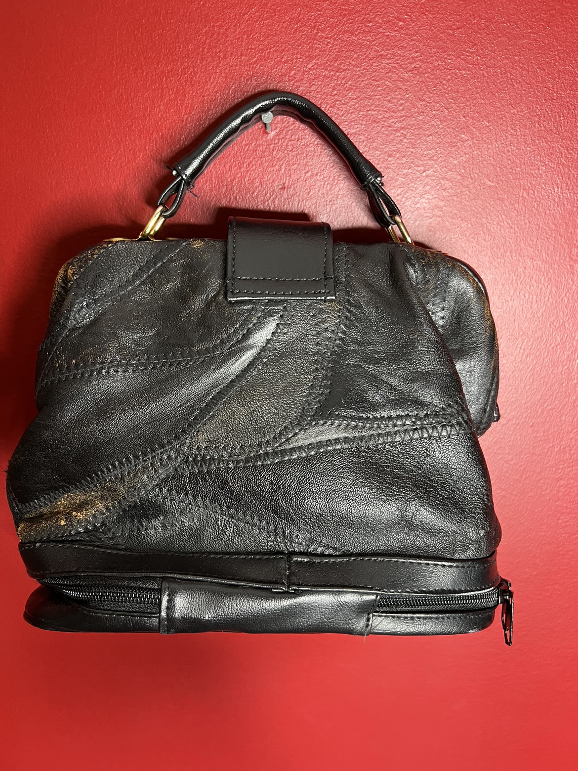 Like new-Unique vintage Leather patchwork purse - photo 4