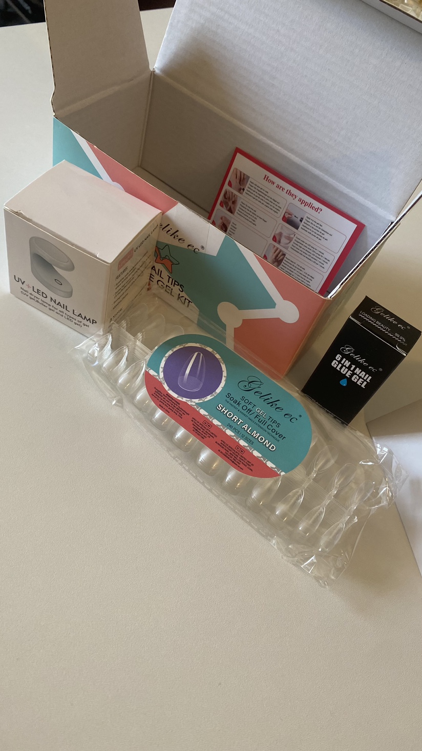 Gel nail tips kit - short almond clear nails