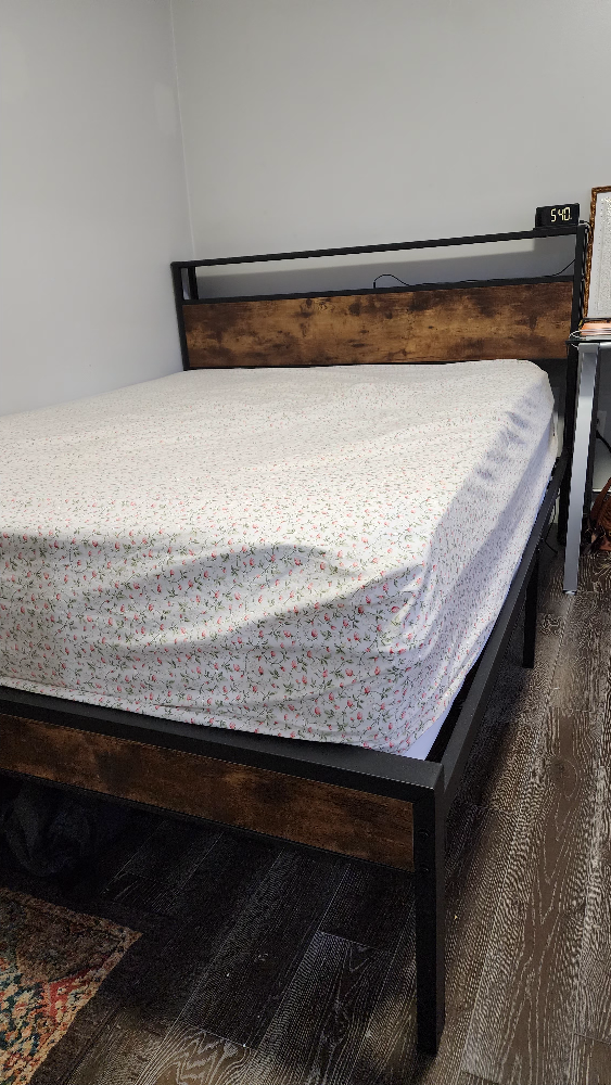 Queen Bed Frame with Charging Station