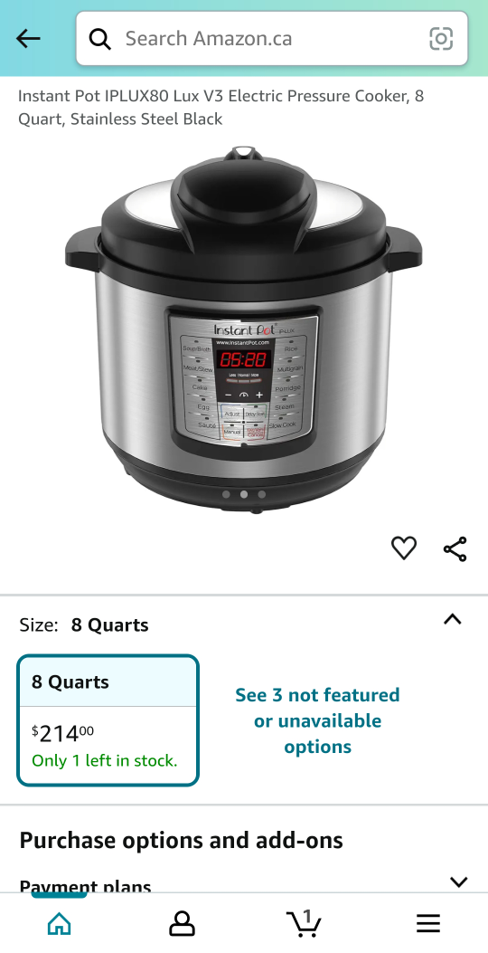 Instant Pot Lux 6-in-1 Pressure Cooker - 8 qt - IPLUX80 thumbnail