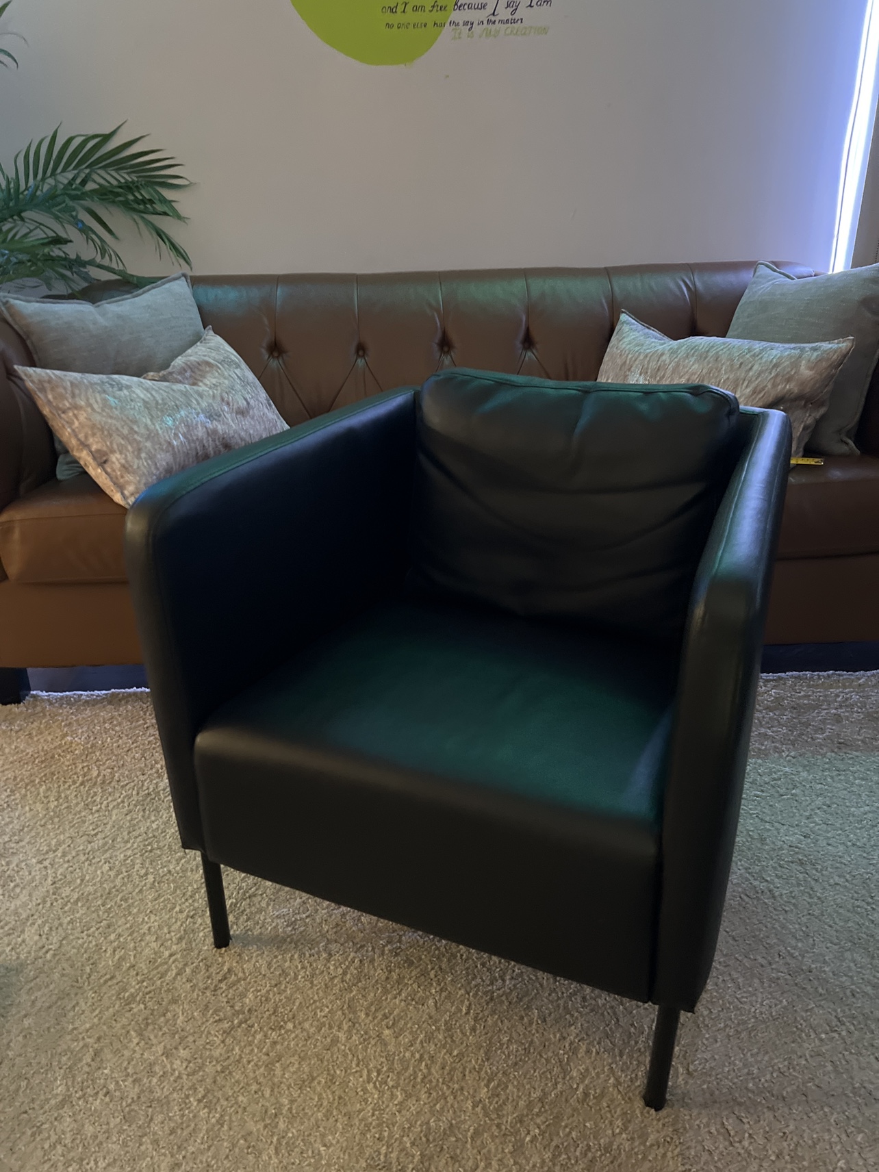 Black artificial leather Armchair (super comfy and spacious) thumbnail