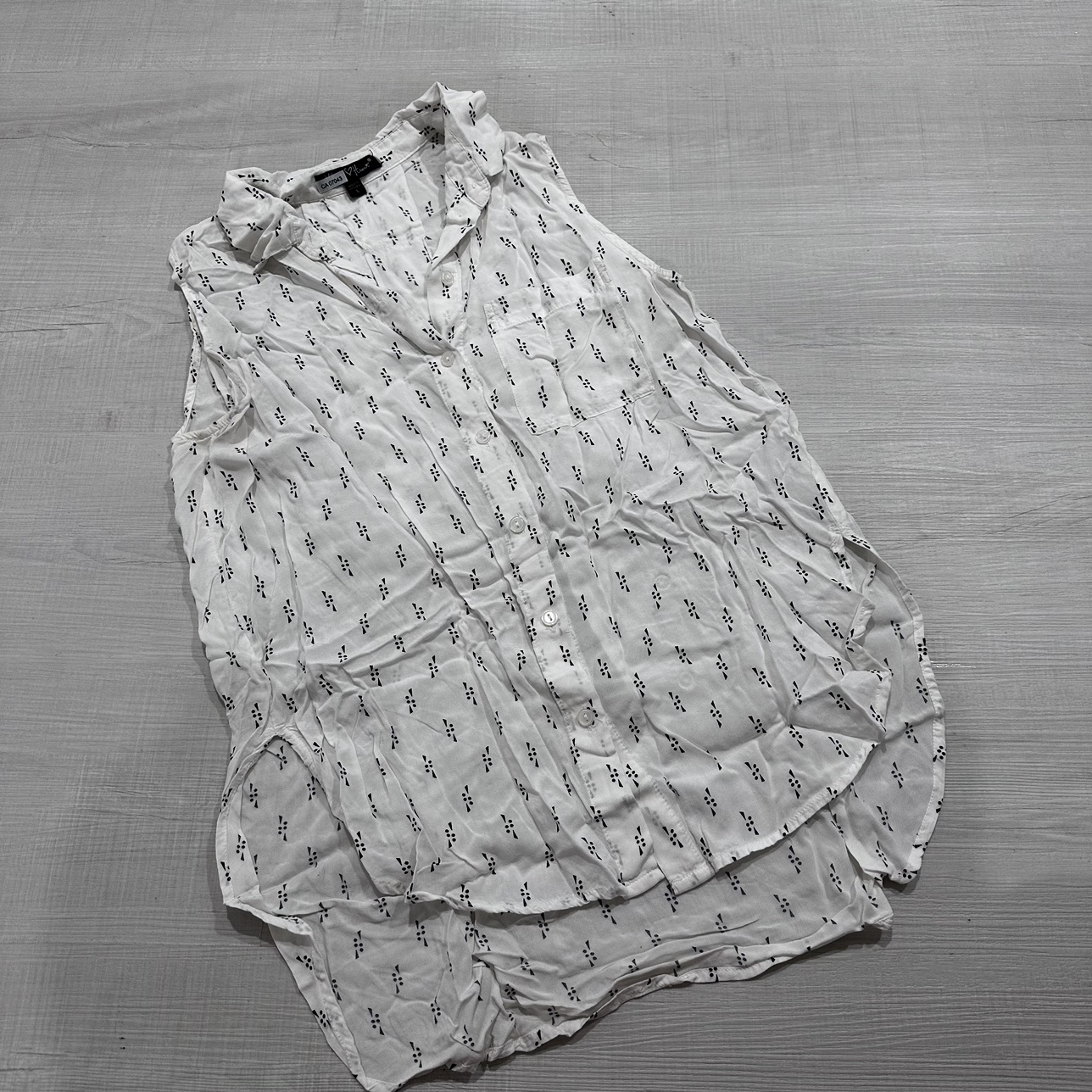 White Printed Sleeveless Blouse thumbnail