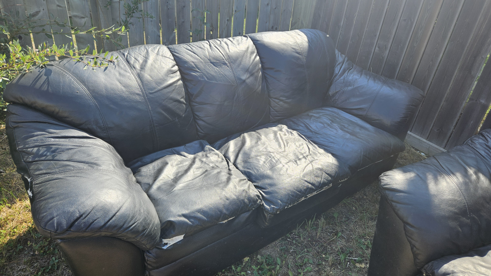 Black Leather Couch, Love Seat and Armchair - photo 5