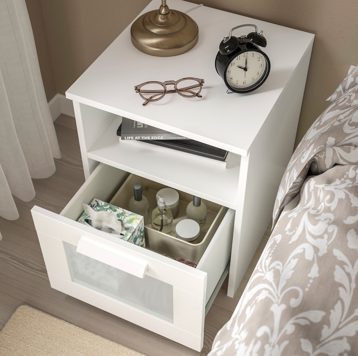 White IKEA Brimnes nightstands (x2)