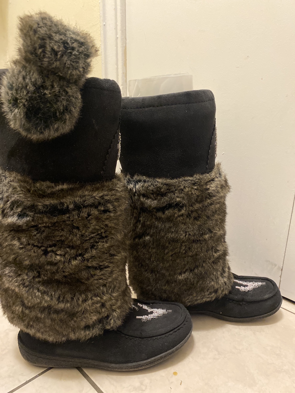 Black Faux Fur Winter Boots - photo 4