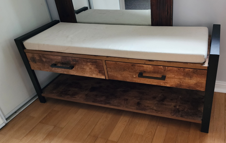 MOVING SALE! Entryway bench with drawers thumbnail