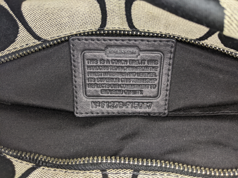 COACH SIGNATURE DUFFLE TOP ZIP Crossbody Purse bag Black Vintage image indicator(9)