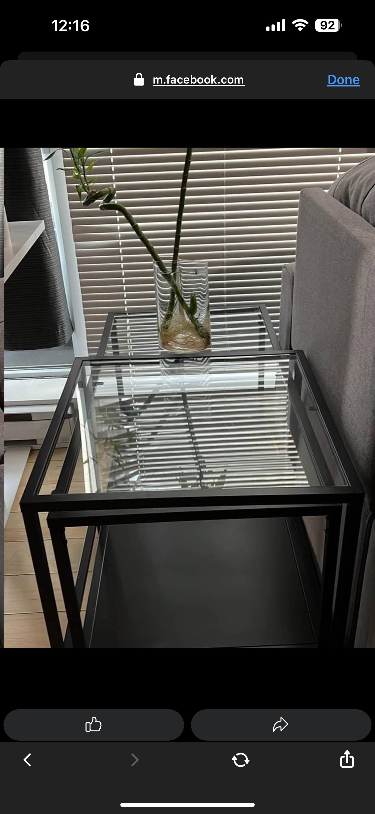 Black Glass Coffee Table with Shelf - photo 2